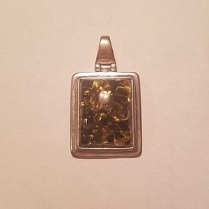 Green amber sterling silver pendant